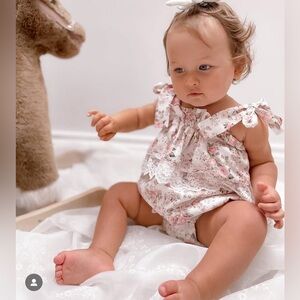 Fifi & Finn Rose Floral Lace Baby Romper 3T